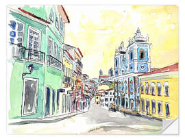 Selvklebende plakat San Salvador de Bahia - Brazil Colonial Old Town