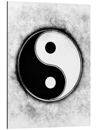 Print på aluminium Yin Yang - sort og hvid