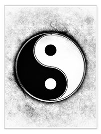 Poster Yin en yang - zwart en wit