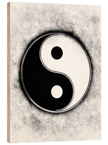 Wood print Yin Yang - Black & White