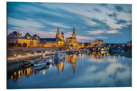 Magnettafel Terrassenufer Dresden bei Nacht