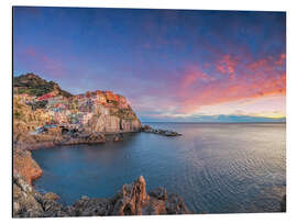 Aluminium print Manarola at dawn, Cinque Terre National Park, Liguria, Italy