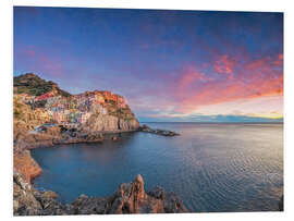 Foam board print Manarola at dawn, Cinque Terre National Park, Liguria, Italy