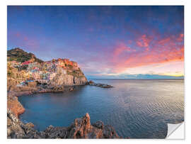 Selvklebende plakat Manarola at dawn, Cinque Terre National Park, Liguria, Italy