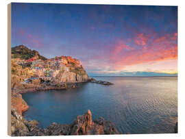 Trätavla Manarola at dawn, Cinque Terre National Park, Liguria, Italy