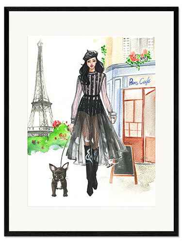 Plakat artystyczny premium w ramie Bonjour Paris