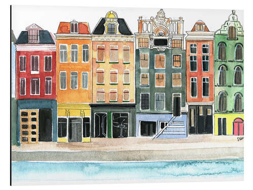 Aluminium print Amsterdam watercolor