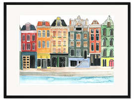 Gerahmter Kunstdruck Amsterdam Aquarell