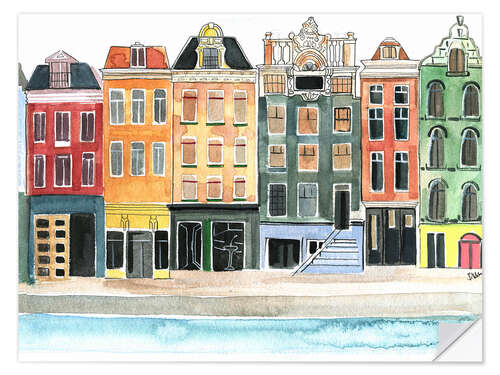 Autocolante decorativo Amsterdam watercolor