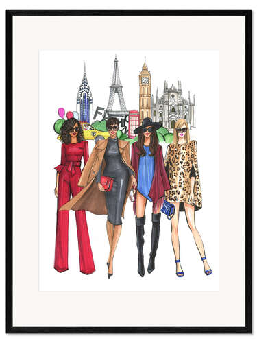 Ingelijste kunstdruk Fashion week ladies