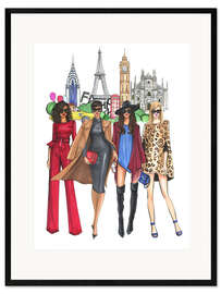 Ingelijste kunstdruk Fashion week ladies