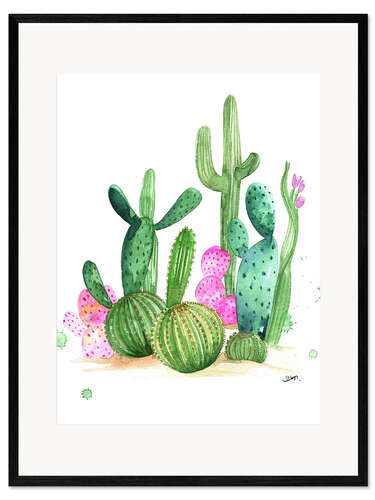 Plakat artystyczny premium w ramie Cactus watercolor