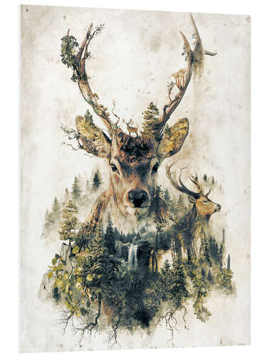 Print på skumplade Deer nature, surrealism