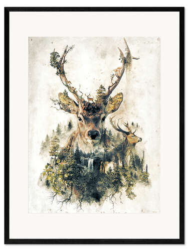 Framed art print Deer nature, surrealism