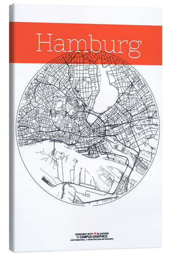 Canvastavla Hamburg map circle