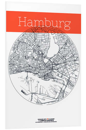 Print på skumplade Hamburg map circle