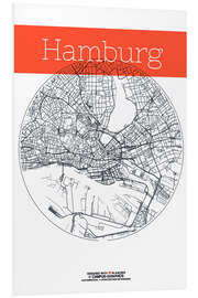 Foam board print Hamburg map circle