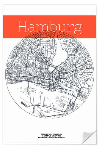 Wandsticker Hamburg Karte Kreis