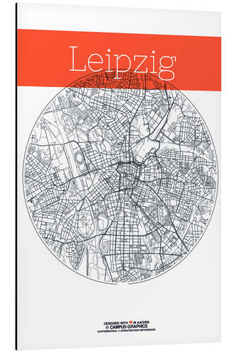 Cuadro de aluminio Mapa de leipzig circulo