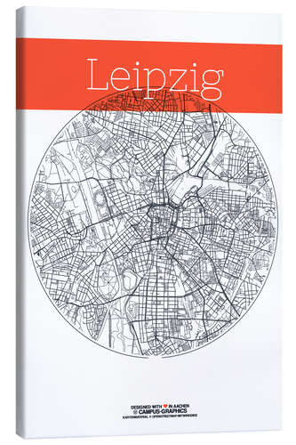 Canvas print Leipzig map circle