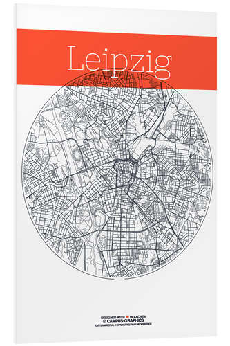 Foam board print Leipzig map circle