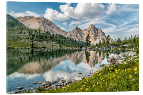 Acrylic print Alpine lake, Fanes-Sennes-Braies, South Tyrol, Italy