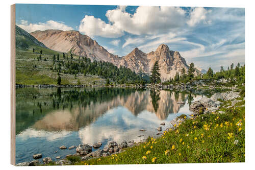 Stampa su legno Alpine lake, Fanes-Sennes-Braies, South Tyrol, Italy