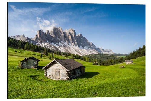 Alubild Alpine Hütte, Caseril Alm, Funes Valley, Südtirol, Italien