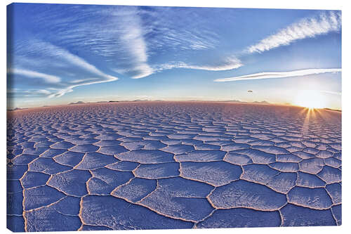Lærredsbillede Salar De Uyuni at sunset, Bolivia