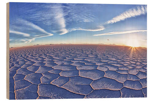 Cuadro de madera Salar De Uyuni at sunset, Bolivia
