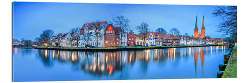 Galleriprint Panoramic of Lubeck reflected in river Trave, Germany