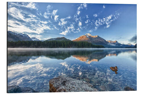 Aluminium print Sunrise at Lake Sils, Engadine, Switzerland