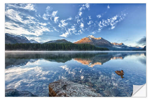 Adesivo murale Sunrise at Lake Sils, Engadine, Switzerland