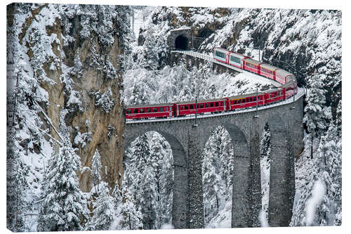 Tableau sur toile Bernina Express Train, Filisur, Switzerland