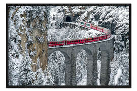 Gerahmter Kunstdruck Bernina Express Zug, Filisur, Schweiz