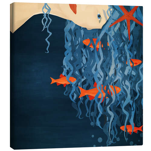 Canvas print Mermaid with Goldfish