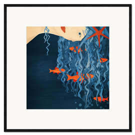 Kehystetty taidepainatus Mermaid with Goldfish