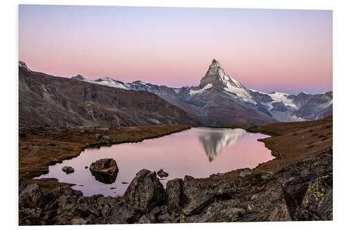 Quadro em PVC Matterhorn reflected in Lake Stellisee, Switzerland