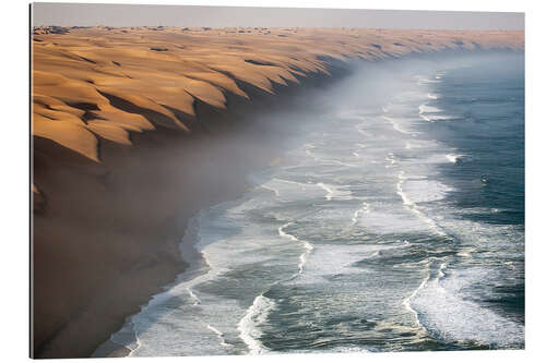 Tableau en plexi-alu Namib desert meet Atlantic Ocean, Namibia