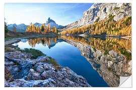 Naklejka na ścianę Lake Federa in autumn, Dolomites, Veneto, Italy