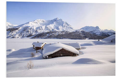 Foam board print Alpine huts covered with snow, Splüga, Switzerland