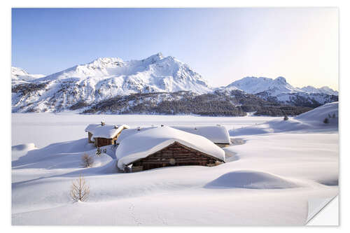 Wall sticker Alpine huts covered with snow, Splüga, Switzerland