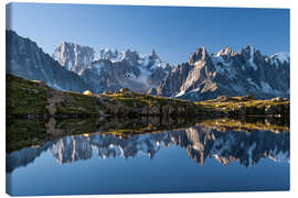 Canvas print Grandes Jorasses reflected in Lac De Cheserys, France