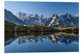 Foam board print Grandes Jorasses reflected in Lac De Cheserys, France