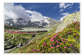 Poster Bernina Express train, Engadine, Switzerland