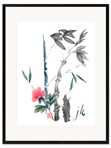 Ingelijste kunstdruk Bambus und Blüte
