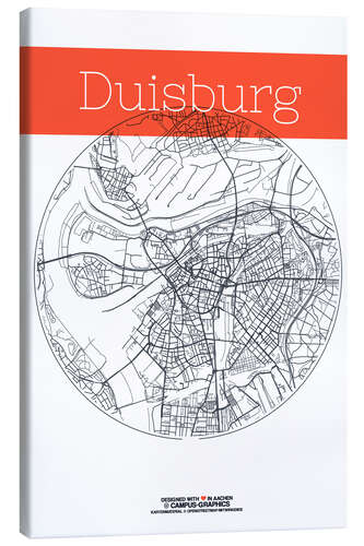 Canvas print Duisburg map circle