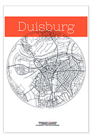 Poster  Cercle de la carte de Duisburg - campus graphics