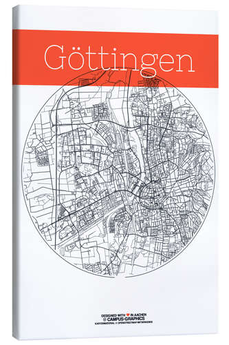 Canvas print Göttingen map circle