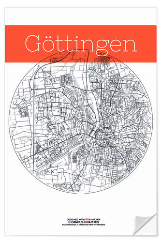 Sticker mural Göttingen map circle